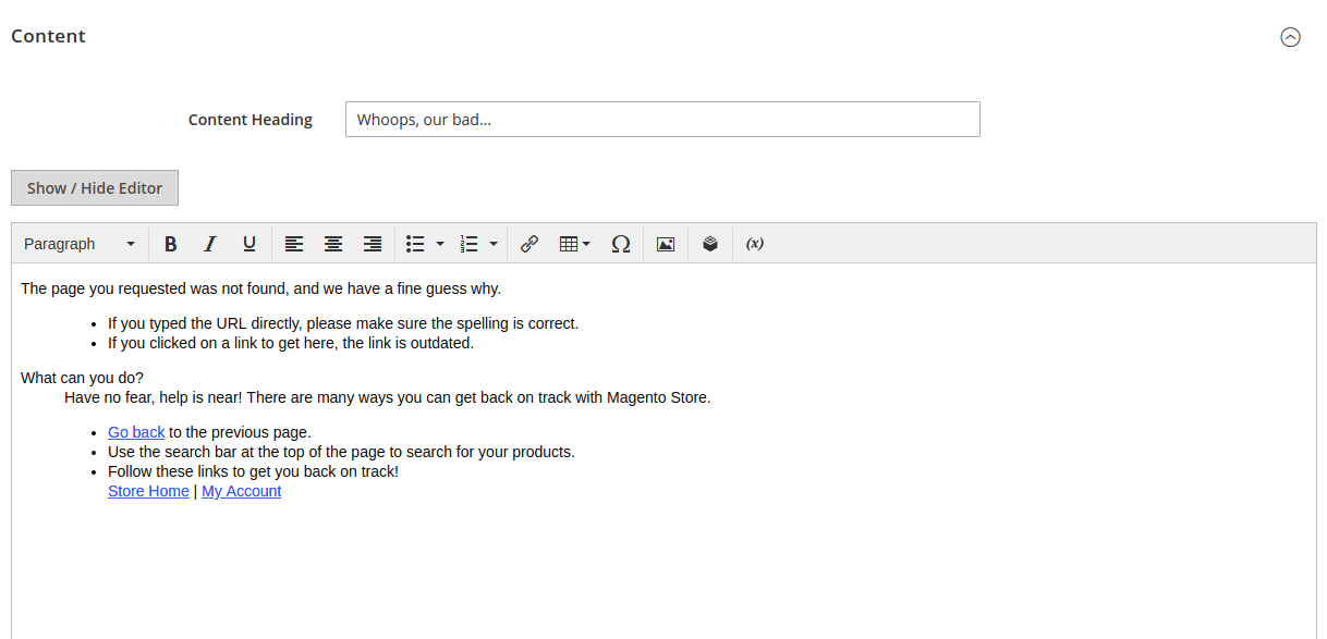 Update 404 Not found page in Magento - Step 4
