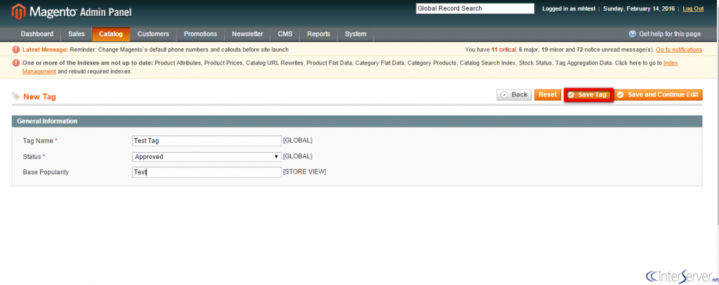 Manage product tags in Magento
