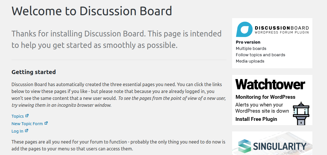 Discussion Board plugin for WordPress
