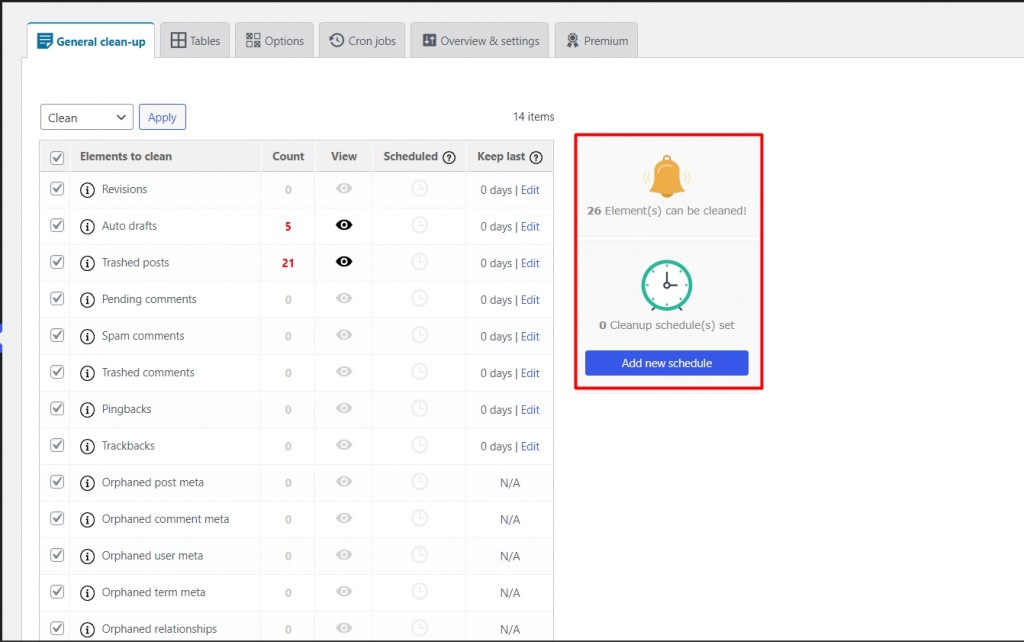 Advance Database Cleaner - Step 6