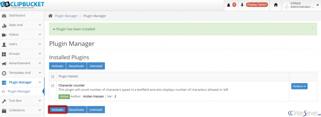 Install Plugins in ClipBucket