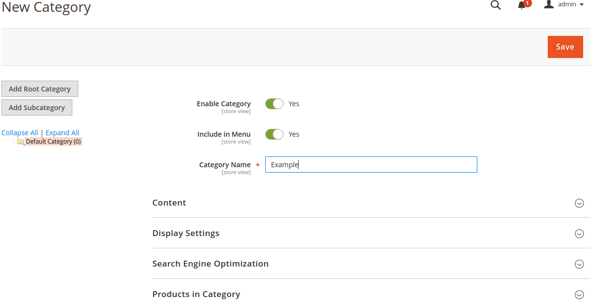 Manage product categories in Magento - Step 3