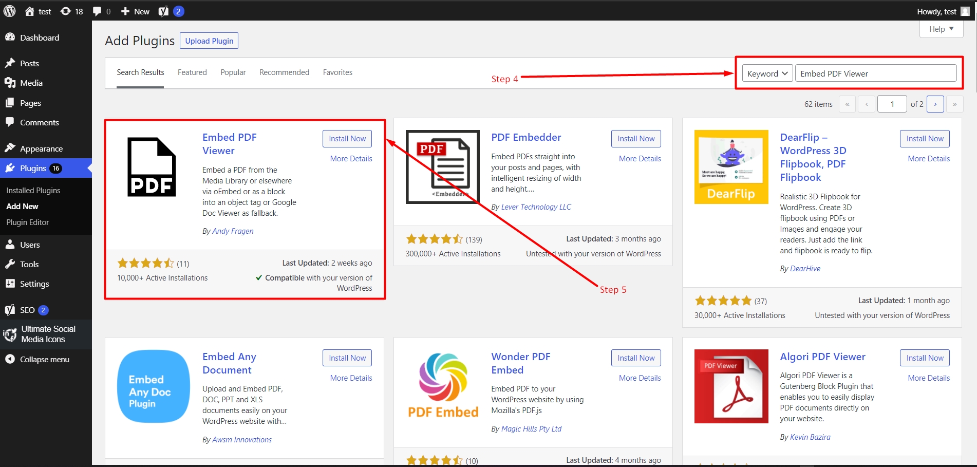 Find PDF viewer embed plugin in Repository