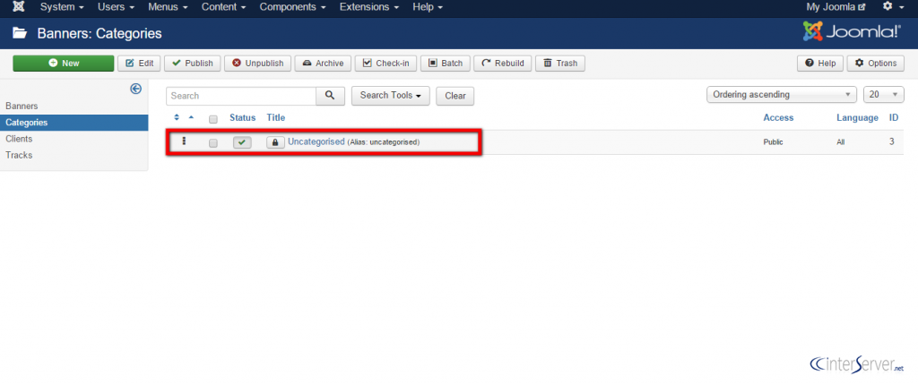 Create Banner Category in Joomla