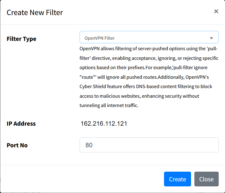 Available Scrub filters list