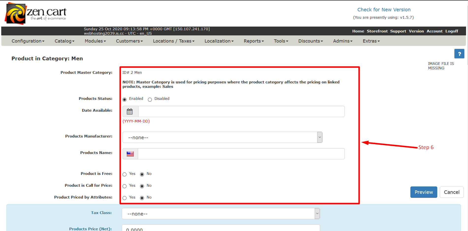 Create Products in ZenCart - Step 6