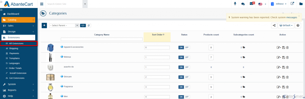 Install new extension in AbanteCart