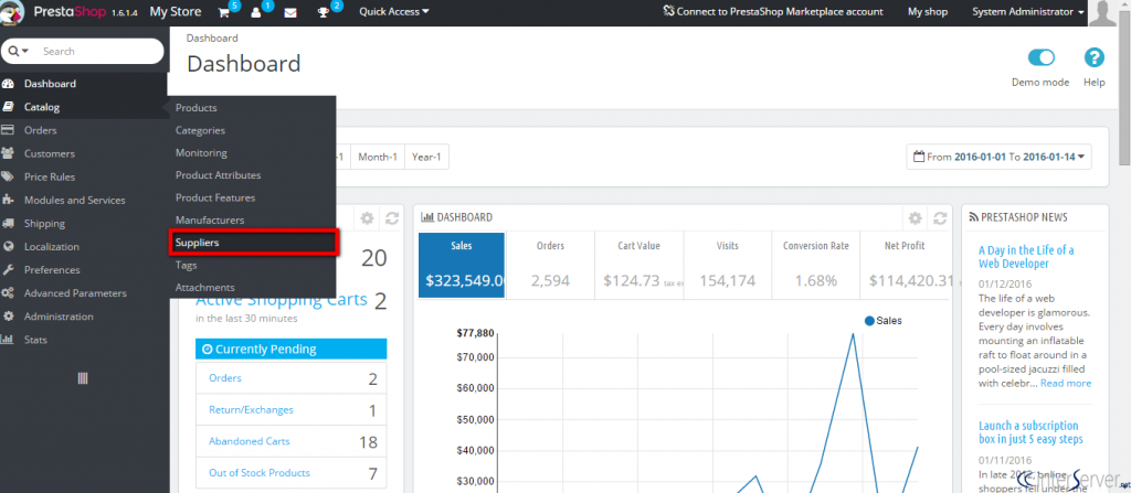 Manage suppliers in PrestaShop