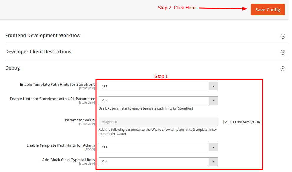 Enable Debug Profiler in Magento - Step 3