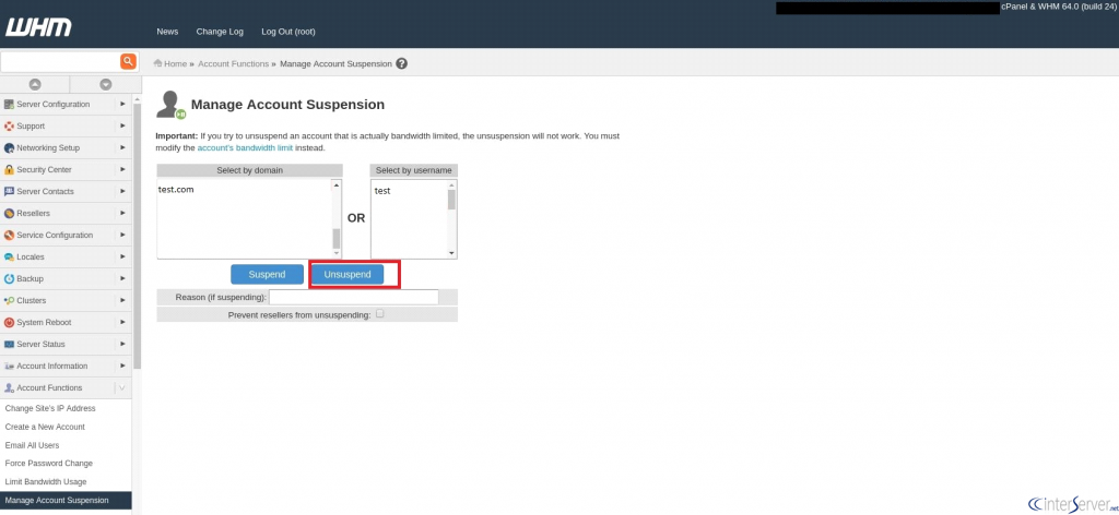 cPanel accounts