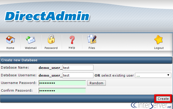 MySQL Management in Direct Admin