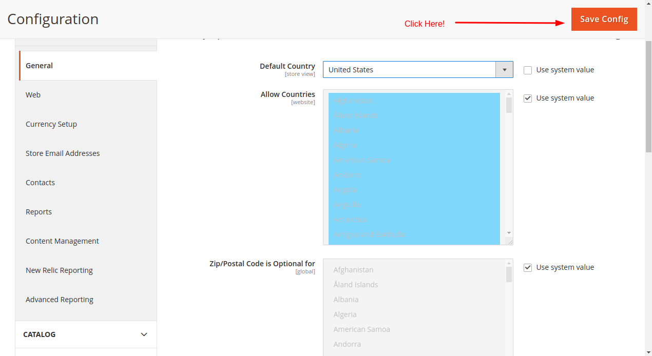 Set default country in Magento - Step 5