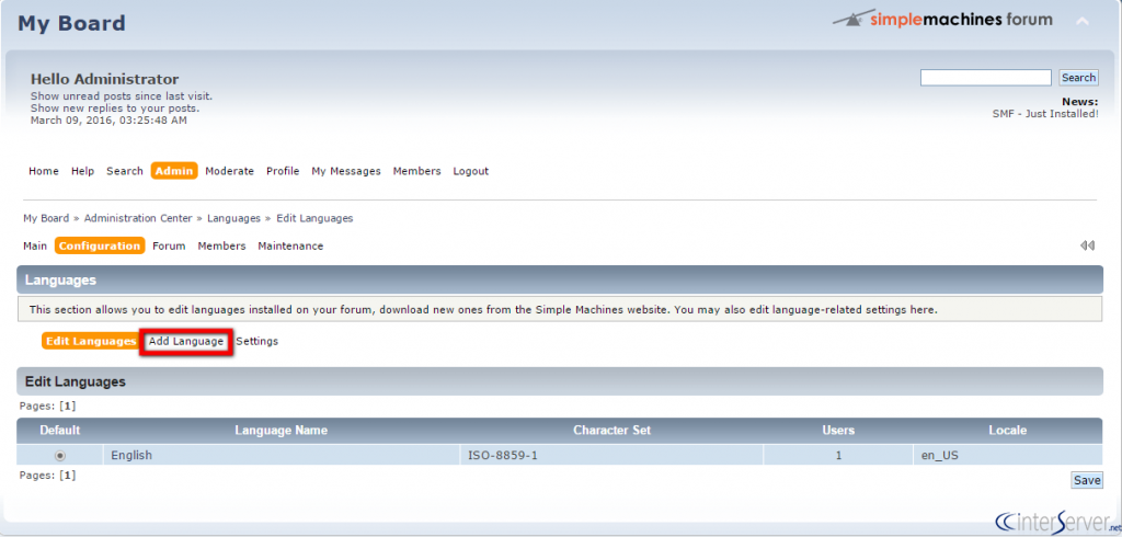Add Language in SMF