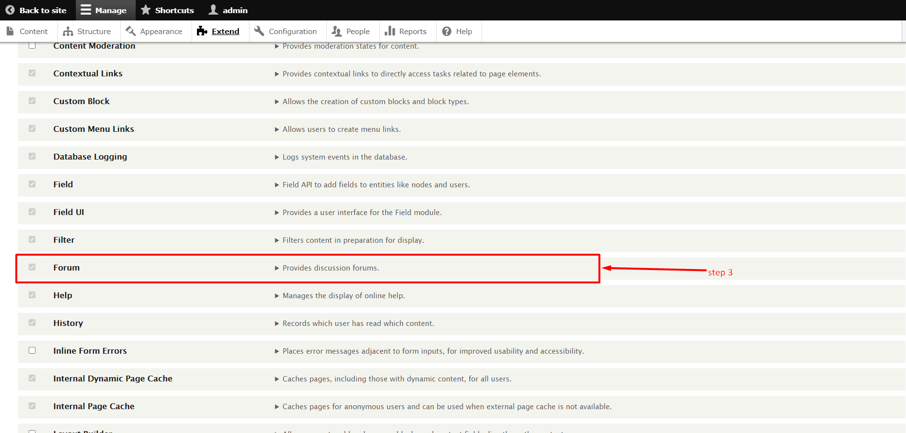 How to create a forum in Drupal - Step 3