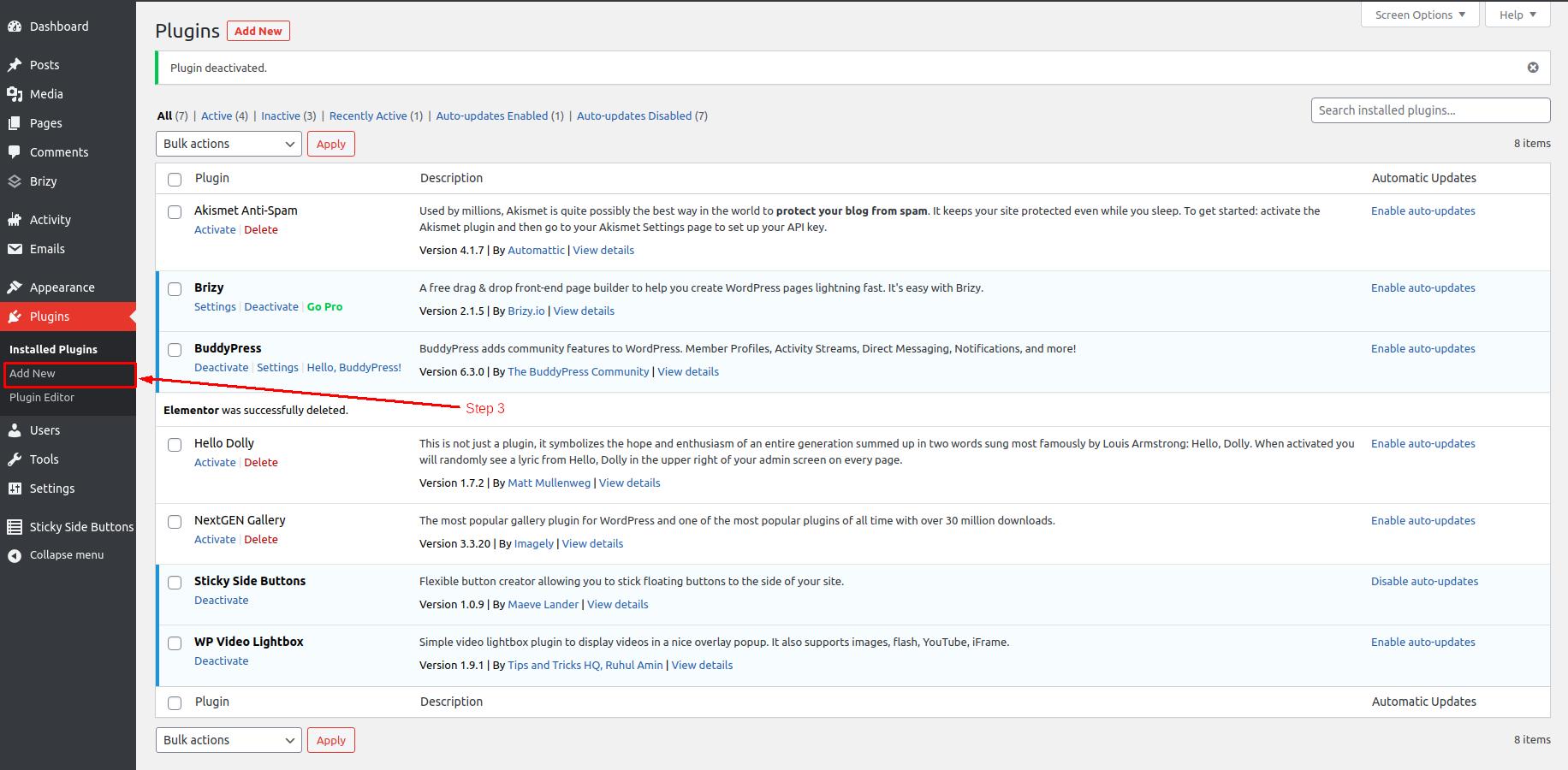 How to install Elementor in WordPress - Step 3