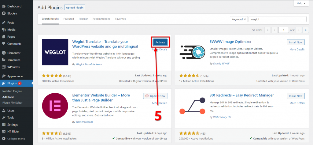 How to translate WordPress using Weglot - Step 5