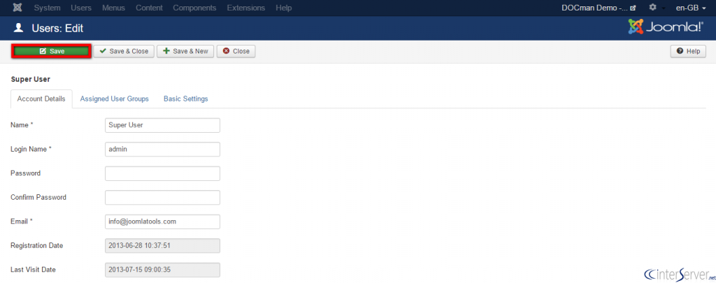 Manage User Account Information