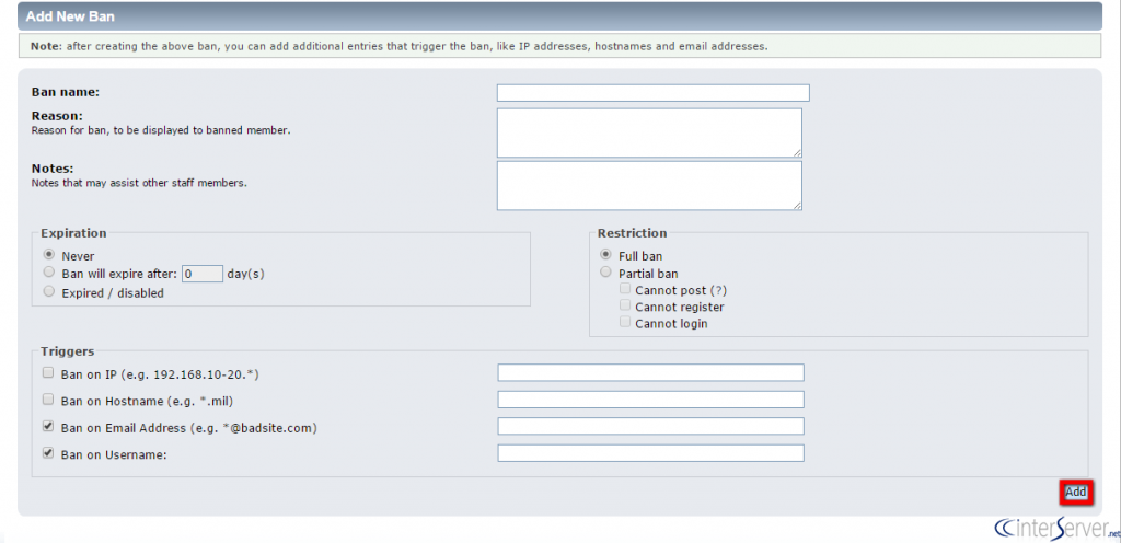 Manage Ban List in SMF