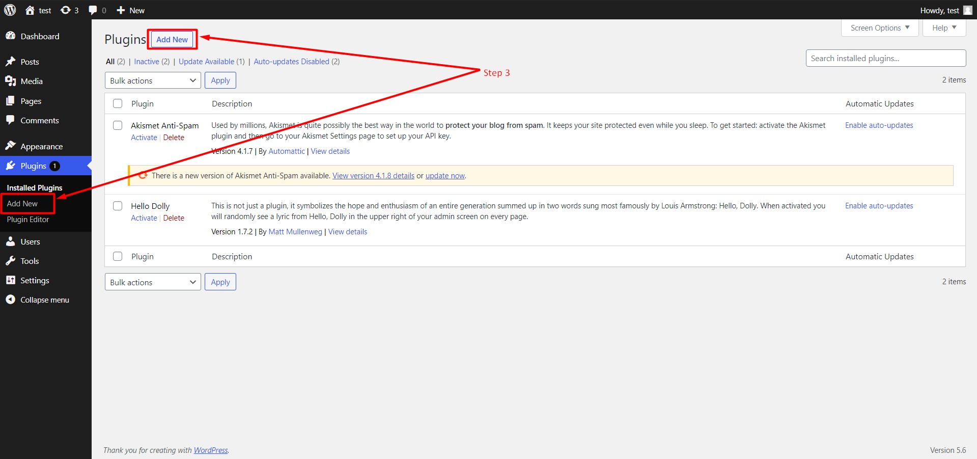 Install a new plugin in WordPress