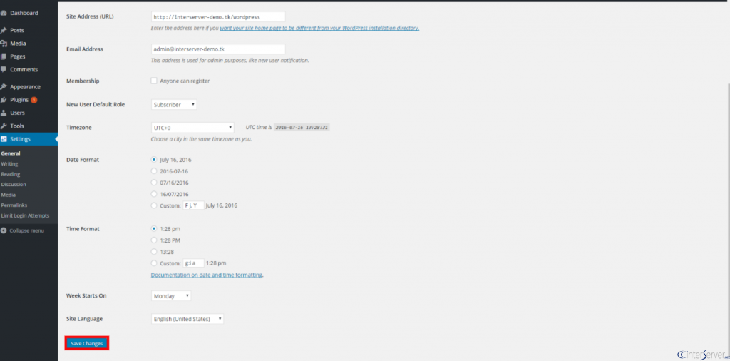 Change site language