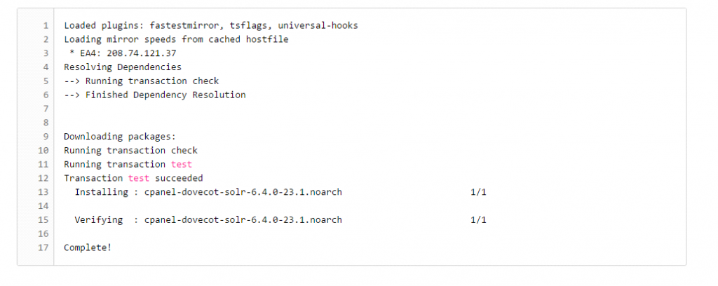 Apache Solr setup in cPanel