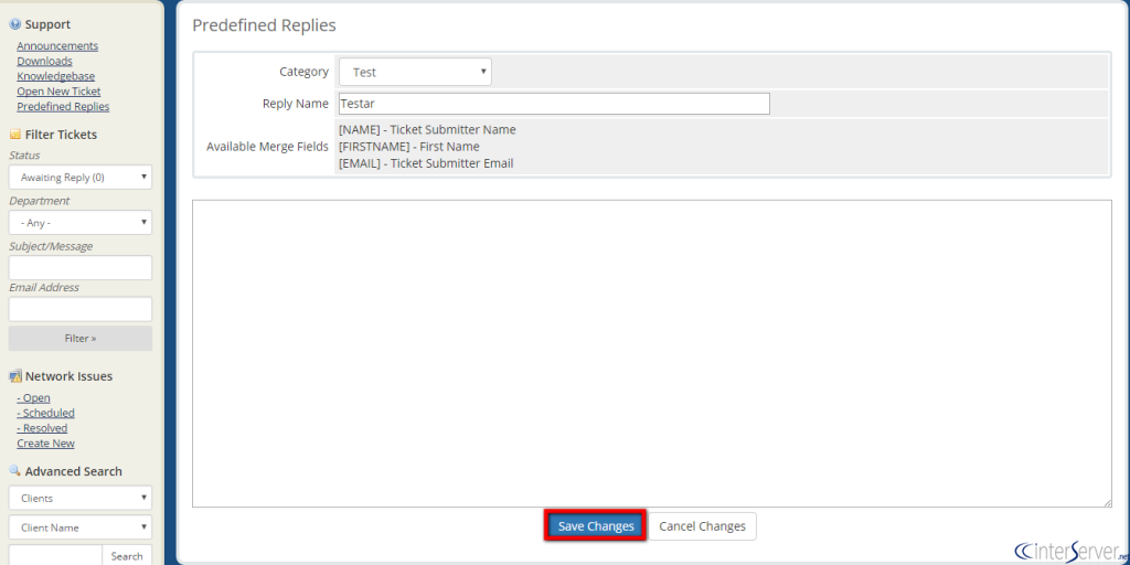 Manage Predefined Replies in WHMCS