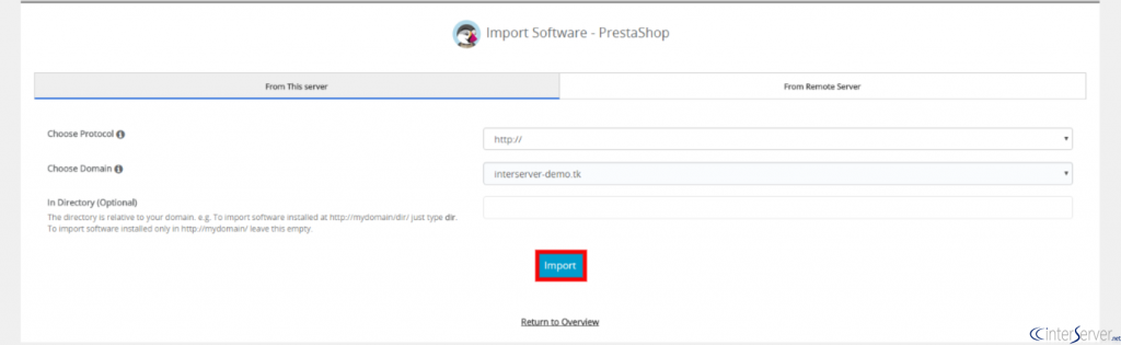 Import Software Using Softaculous