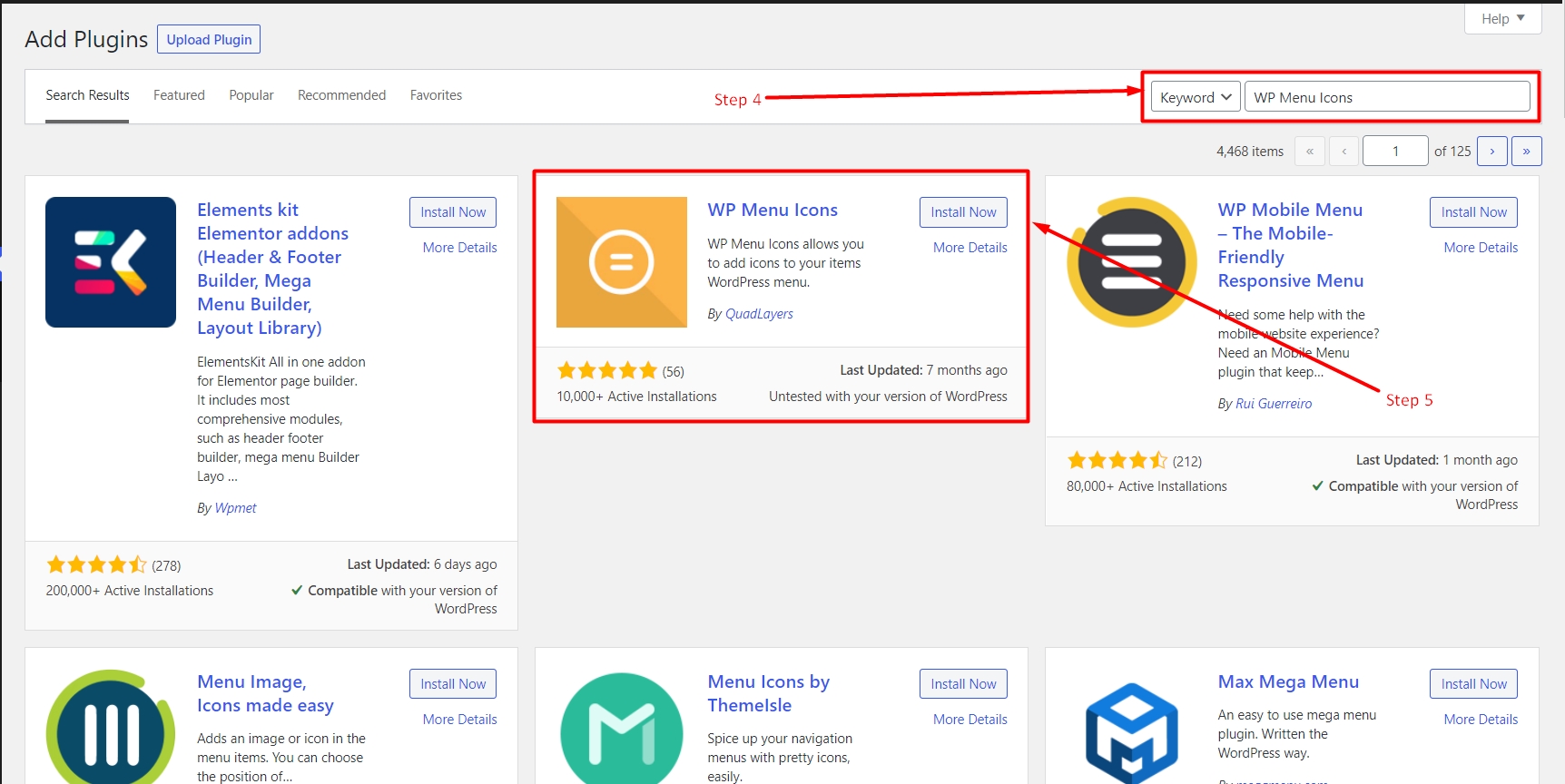 How to install WP Menu icons in WordPress