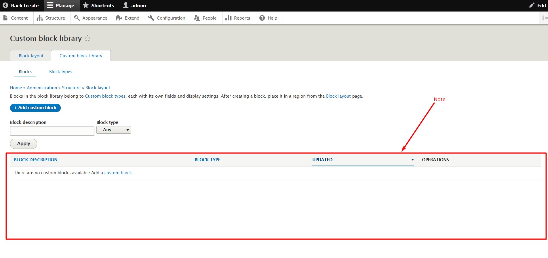 How to add custom block in Drupal - Note 1