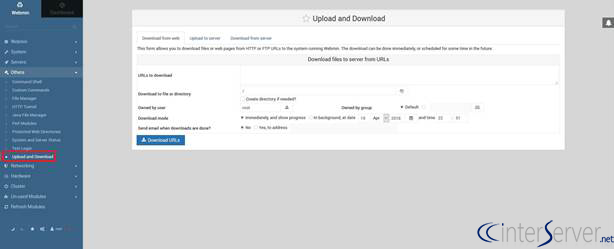 Upload and Download Module in Webmin