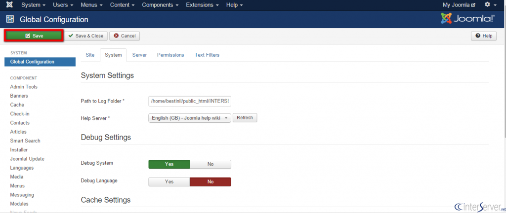 Set Joomla in Debug Mode