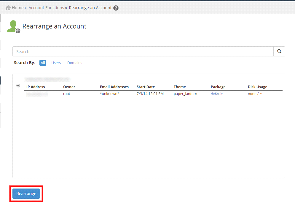 How to Rearrange a cPanel account in WHM