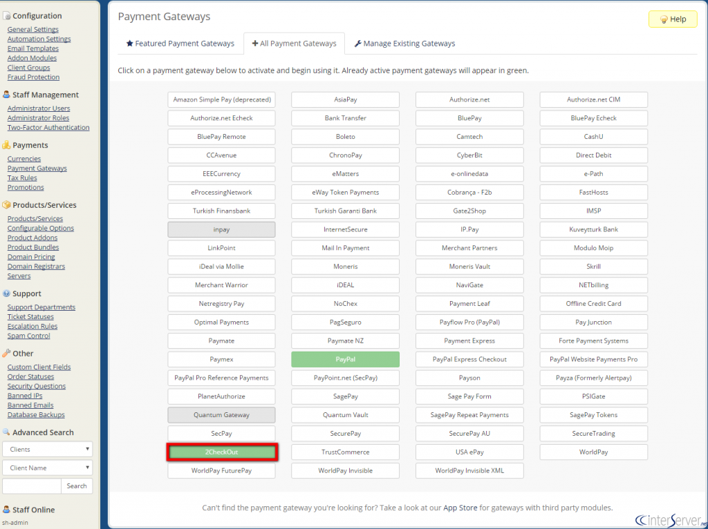 Configure 2CheckOut Payment Gateway in WHMCS