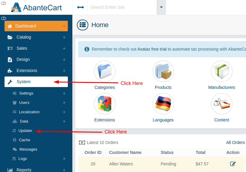 Cache Management in AbanteCart - Step 1 and 2