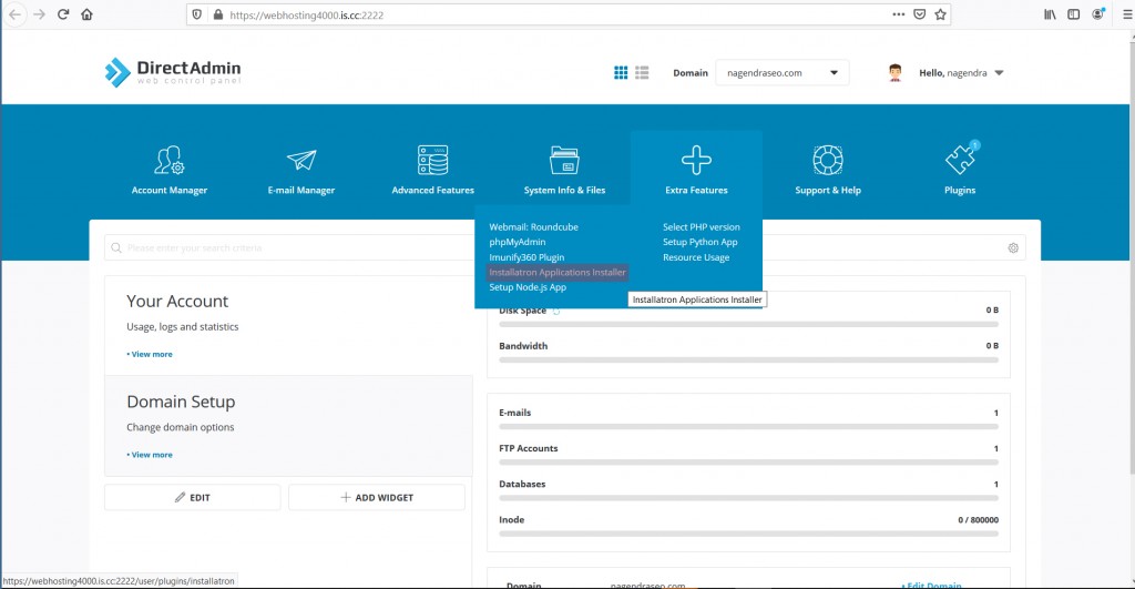 Install WordPress on DirectAdmin Using Installatron screenshot 4