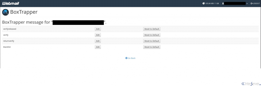 Boxtrapper in webmail