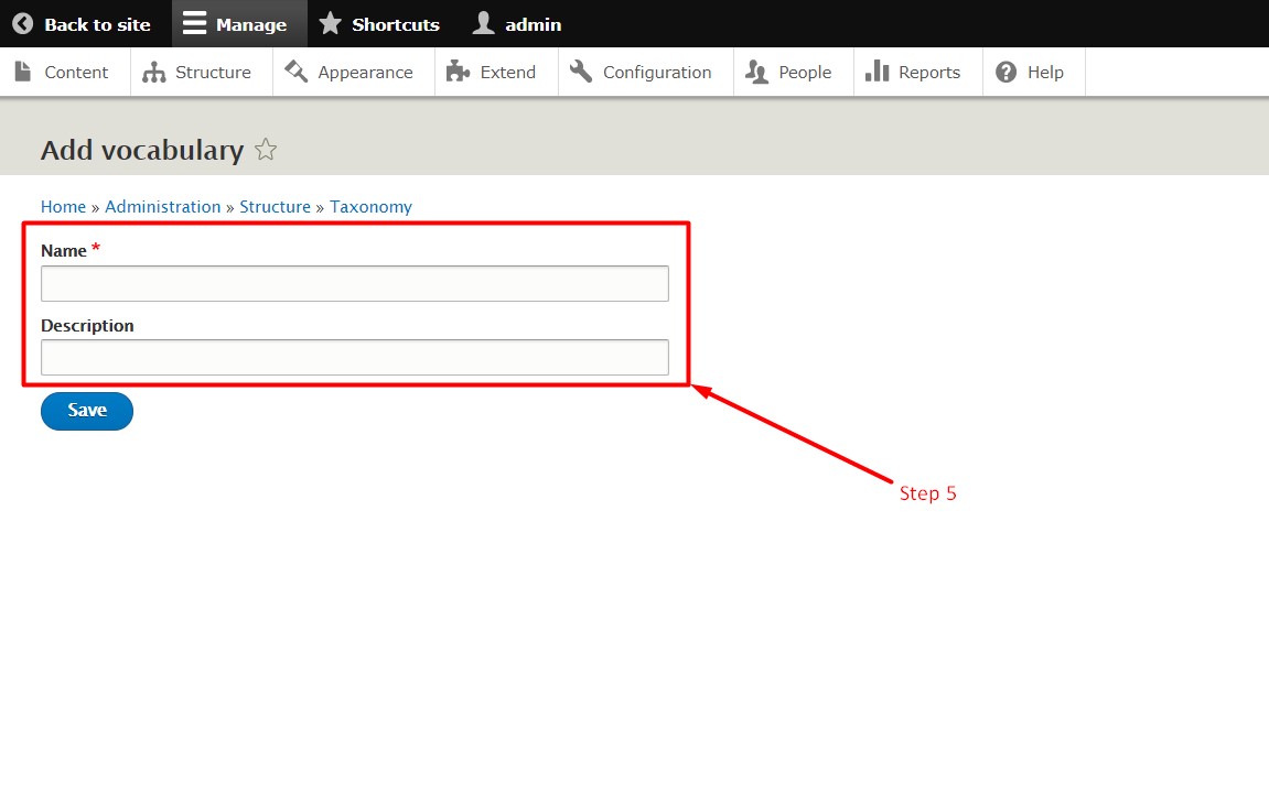 How to add vocabulary in Drupal - Step 5