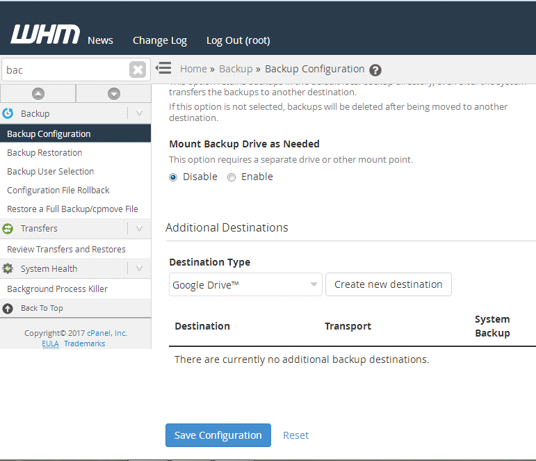 Configure Server Backup to Google Drive in cPanel