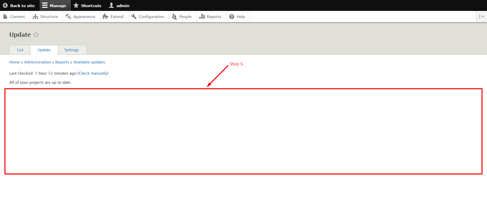 Install updates for modules in Drupal - Step 5