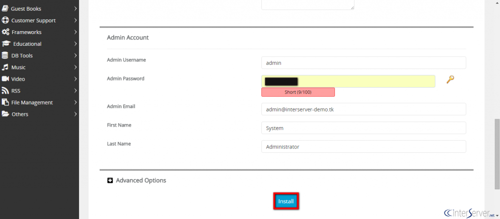 Install OpenCart from Softaculous