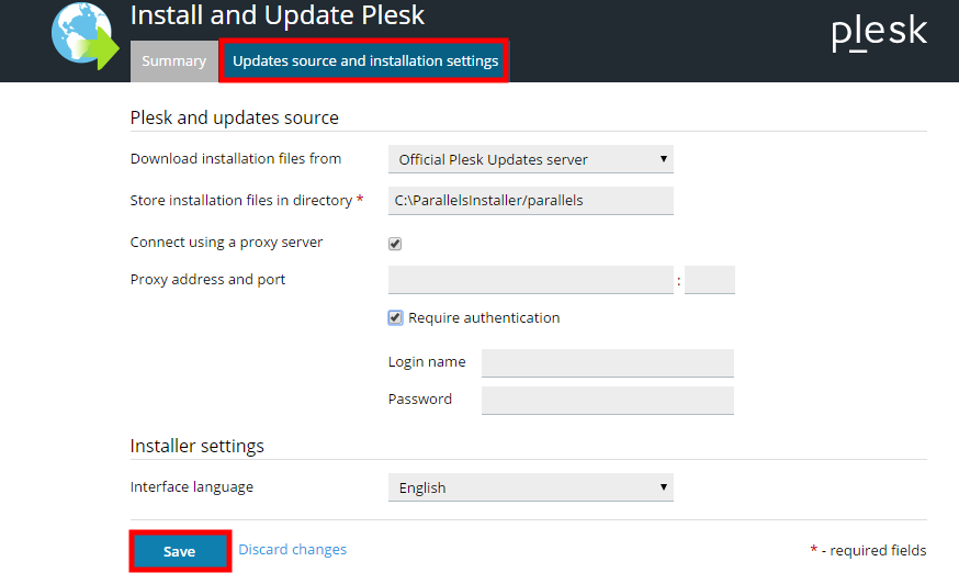 Install Plesk