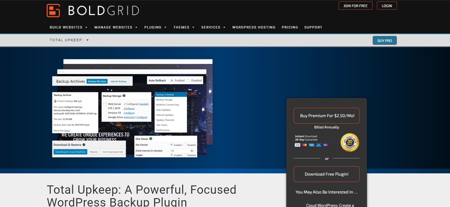 BoldGrid Backup - WordPress backup and restore plugin