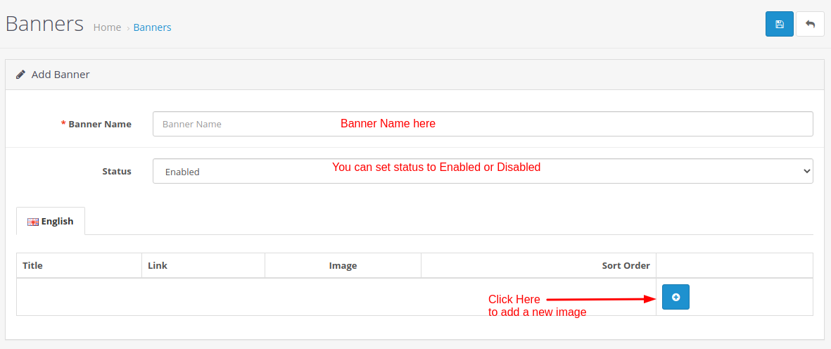 How to manage banners in OpenCart - Step 4