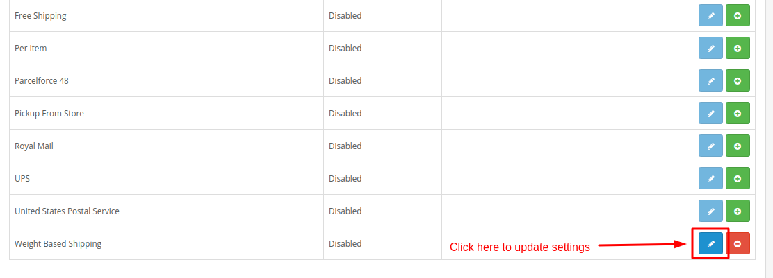 Configure weight based shipping in OpenCart