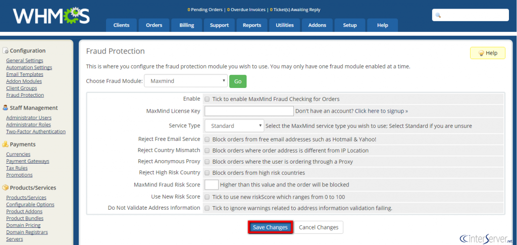 Fraud Protection in WHMCS