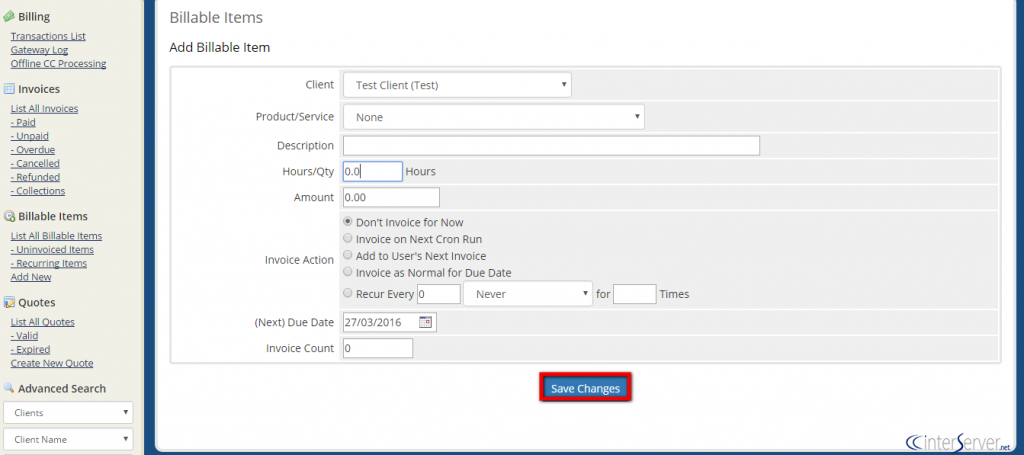 Billable item