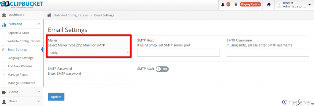 Configure SMTP