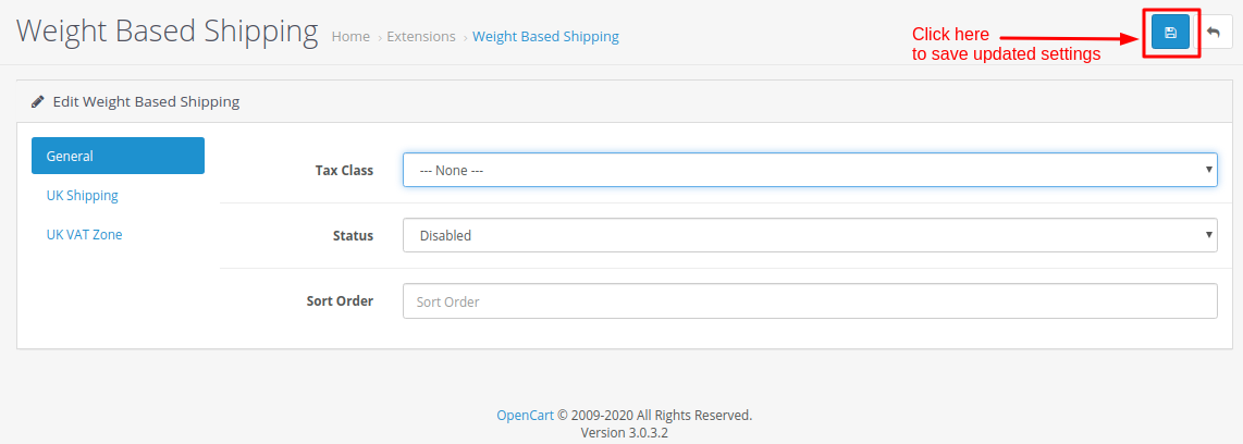Configure Weight based shipping in OpenCart