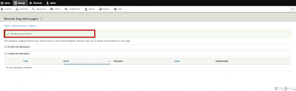 Delete error logs in Drupal