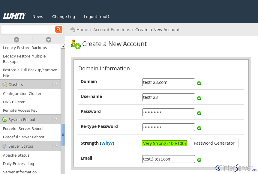 Create cPanel